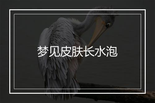 梦见皮肤长水泡