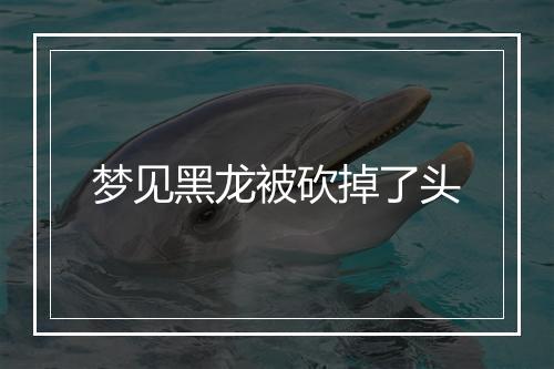 梦见黑龙被砍掉了头