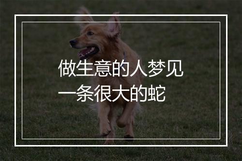 做生意的人梦见一条很大的蛇