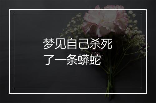 梦见自己杀死了一条蟒蛇