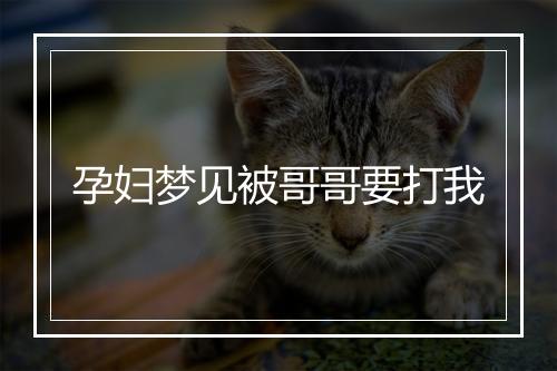 孕妇梦见被哥哥要打我