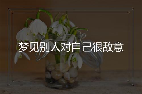 梦见别人对自己很敌意