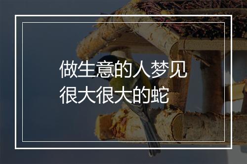 做生意的人梦见很大很大的蛇