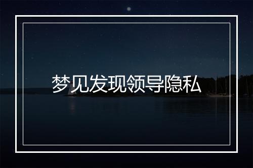 梦见发现领导隐私