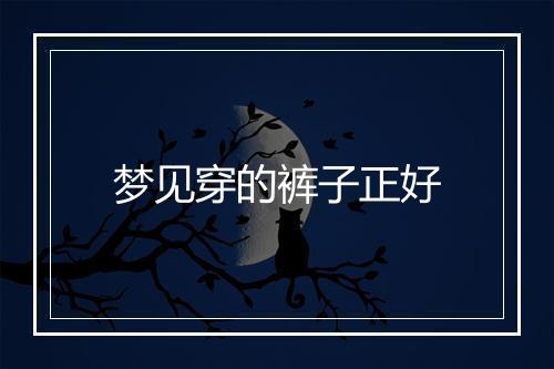 梦见穿的裤子正好