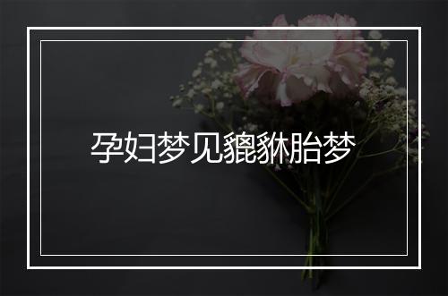 孕妇梦见貔貅胎梦