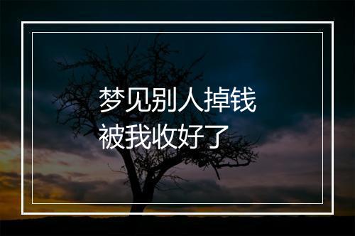 梦见别人掉钱被我收好了