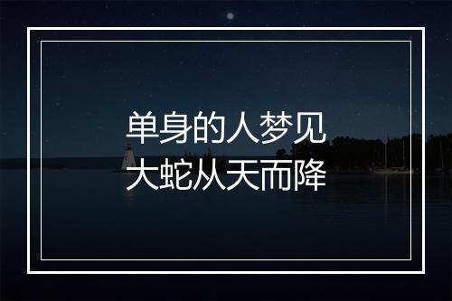 单身的人梦见大蛇从天而降