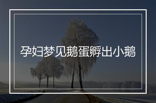 孕妇梦见鹅蛋孵出小鹅