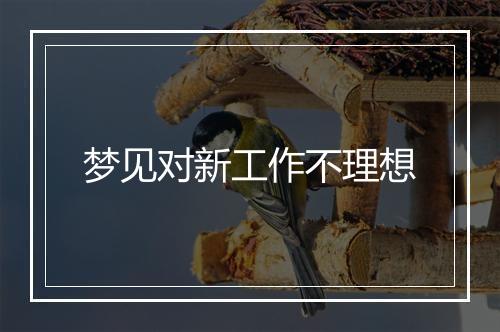 梦见对新工作不理想