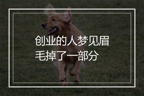 创业的人梦见眉毛掉了一部分