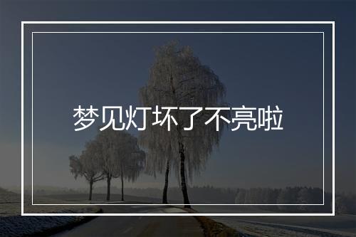 梦见灯坏了不亮啦