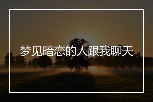 梦见暗恋的人跟我聊天